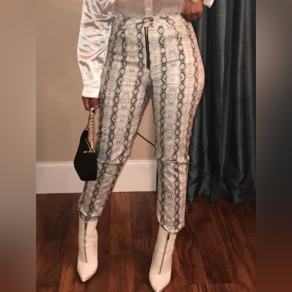 Plt Snake Skin Leather Pants